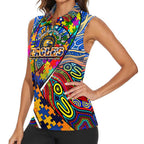 Autism Awareness Australia West Coast Eagles Women Sleeveless Polo Shirt Aboriginal Indigenous Art