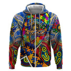 Autism Awareness Australia West Coast Eagles Zip Hoodie Aboriginal Indigenous Art