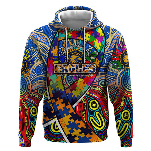 Autism Awareness Australia West Coast Eagles Zip Hoodie Aboriginal Indigenous Art