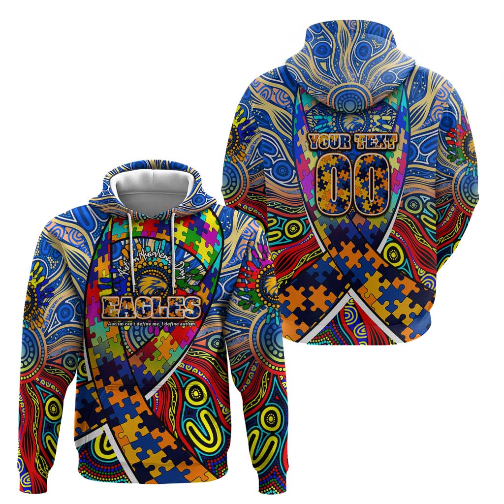 Autism Awareness Australia West Coast Eagles Zip Hoodie Aboriginal Indigenous Art