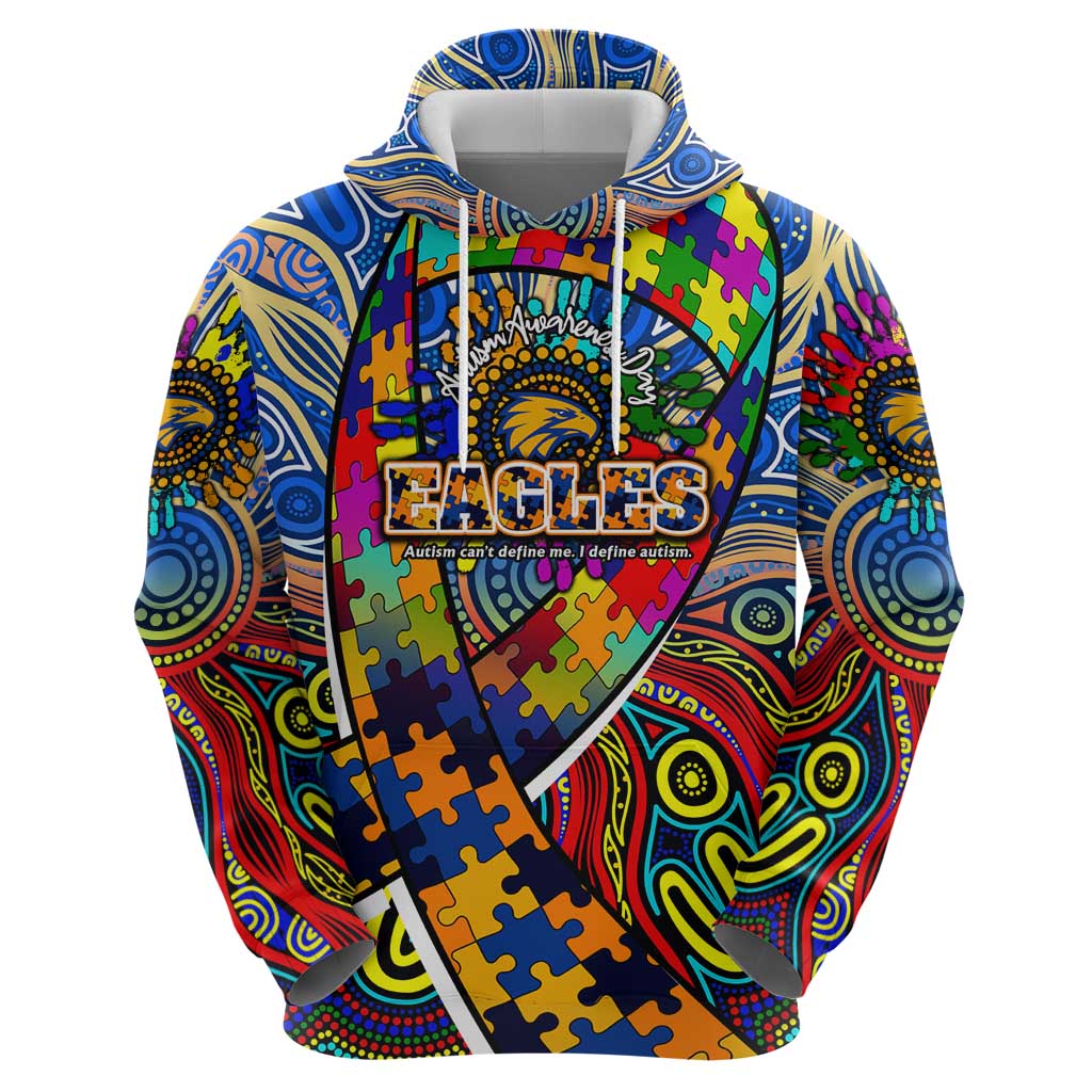 Autism Awareness Australia West Coast Eagles Zip Hoodie Aboriginal Indigenous Art