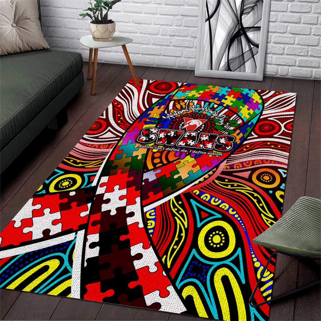 Autism Awareness Australia Sydney Swans Area Rug Aboriginal Indigenous Art