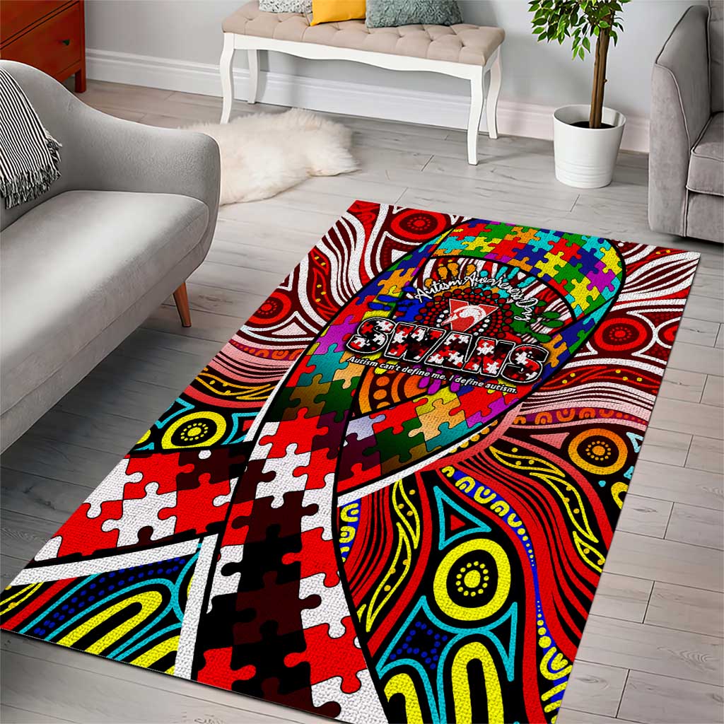 Autism Awareness Australia Sydney Swans Area Rug Aboriginal Indigenous Art