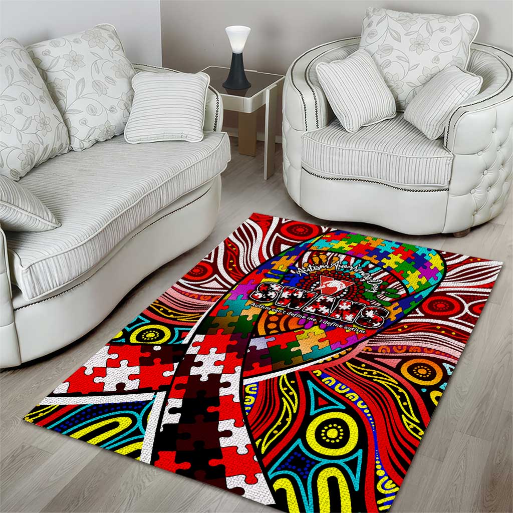 Autism Awareness Australia Sydney Swans Area Rug Aboriginal Indigenous Art