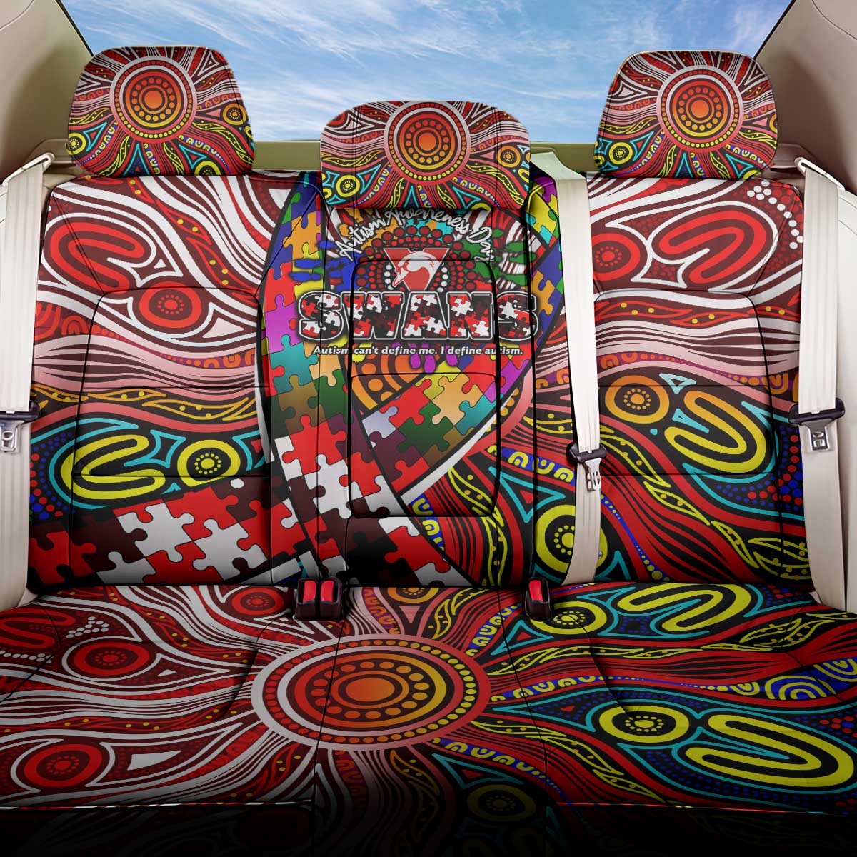 Autism Awareness Australia Sydney Swans Back Car Seat Cover Aboriginal Indigenous Art