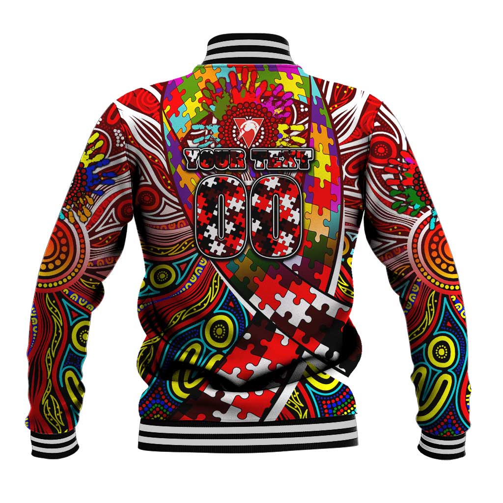 Autism Awareness Australia Sydney Swans Baseball Jacket Aboriginal Indigenous Art