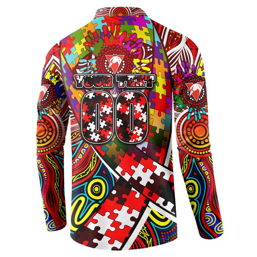 Autism Awareness Australia Sydney Swans Button Sweatshirt Aboriginal Indigenous Art