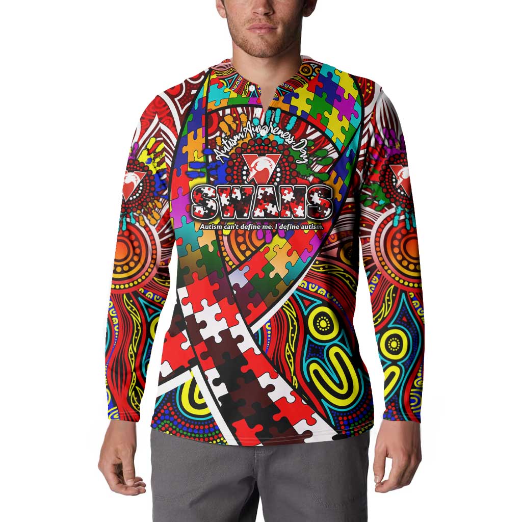 Autism Awareness Australia Sydney Swans Button Sweatshirt Aboriginal Indigenous Art