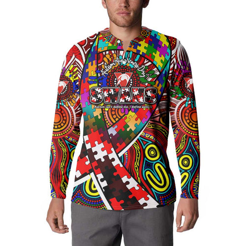 Autism Awareness Australia Sydney Swans Button Sweatshirt Aboriginal Indigenous Art