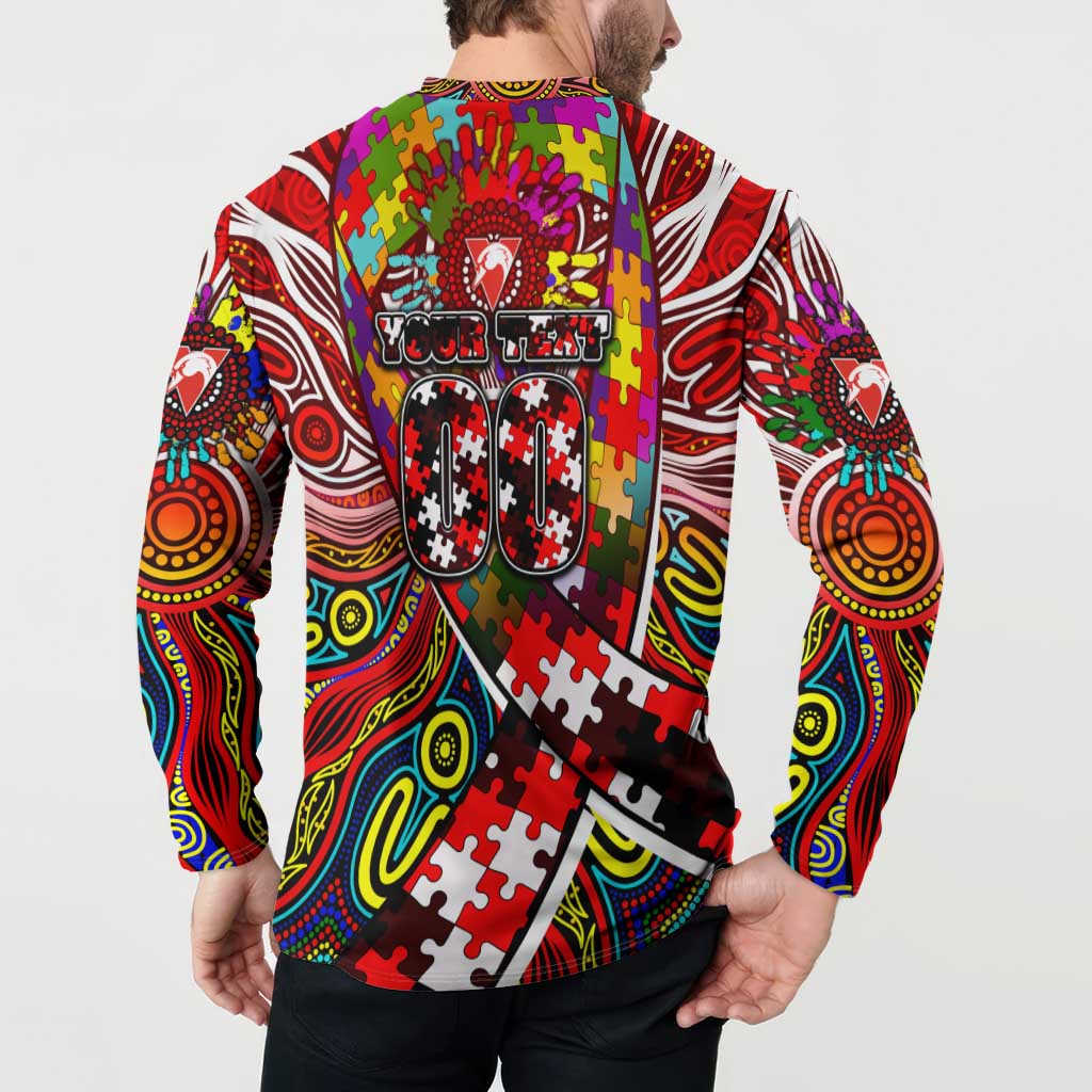 Autism Awareness Australia Sydney Swans Button Sweatshirt Aboriginal Indigenous Art