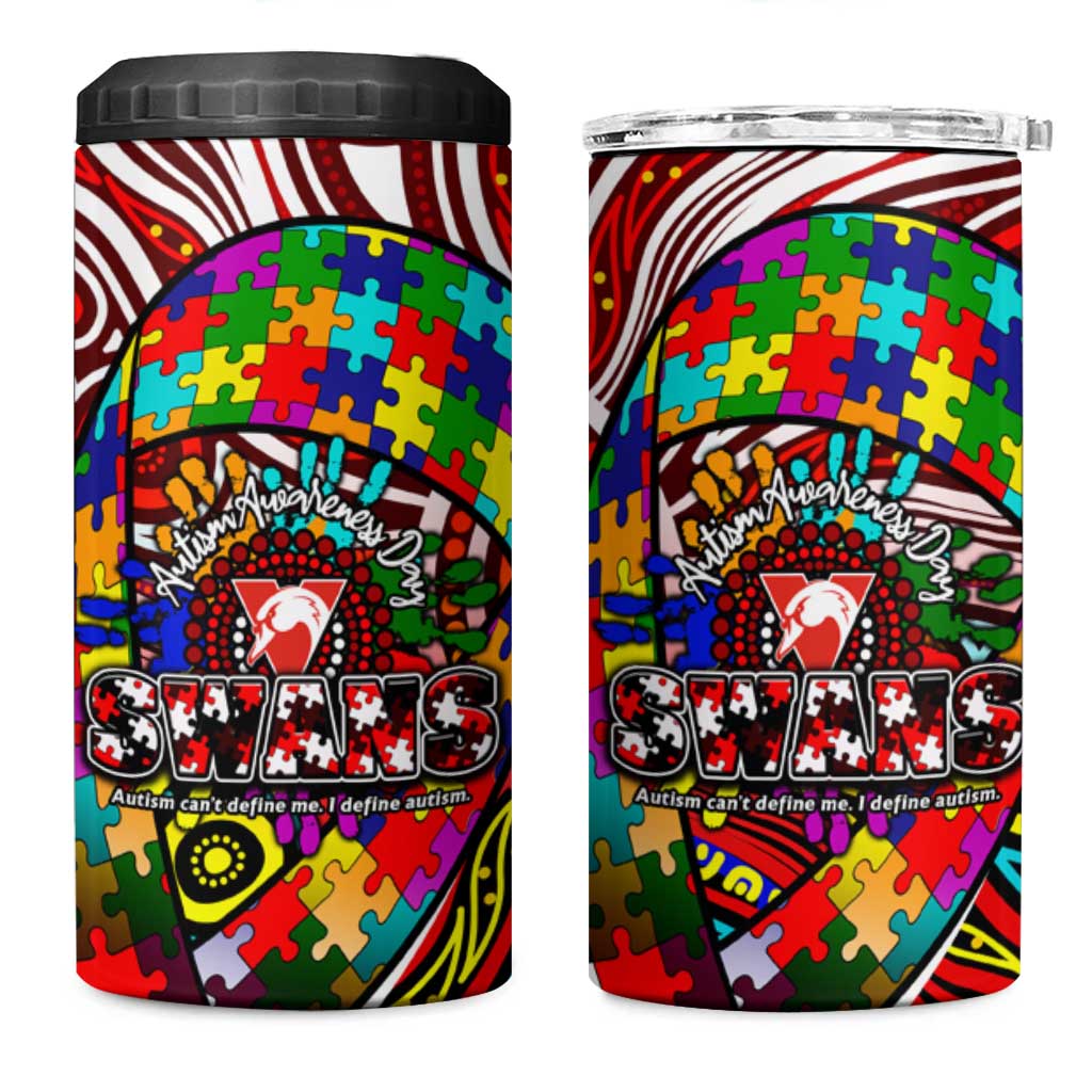 Autism Awareness Australia Sydney Swans 4 in 1 Can Cooler Tumbler Aboriginal Indigenous Art