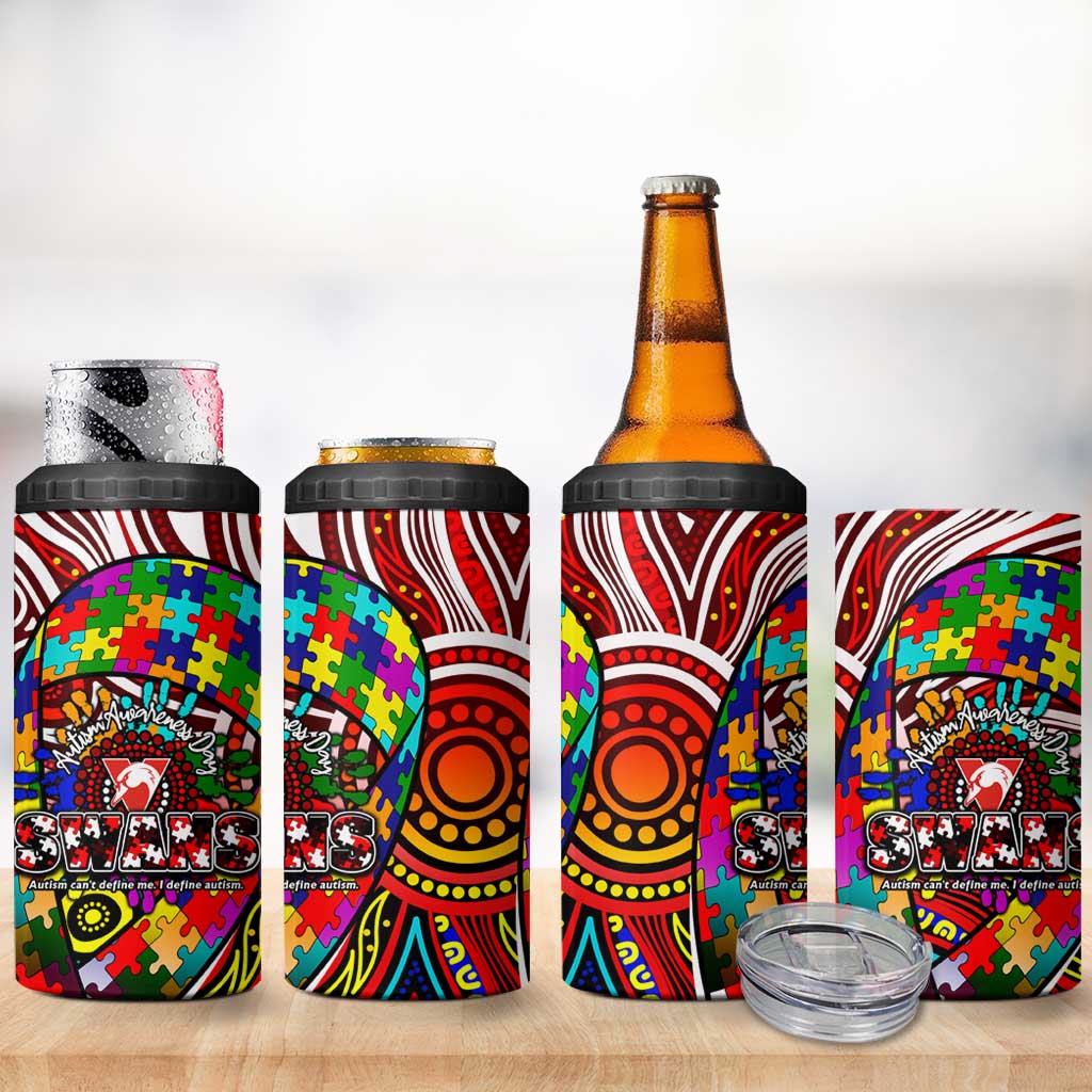 Autism Awareness Australia Sydney Swans 4 in 1 Can Cooler Tumbler Aboriginal Indigenous Art
