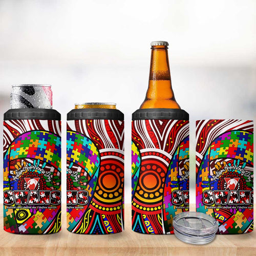 Autism Awareness Australia Sydney Swans 4 in 1 Can Cooler Tumbler Aboriginal Indigenous Art