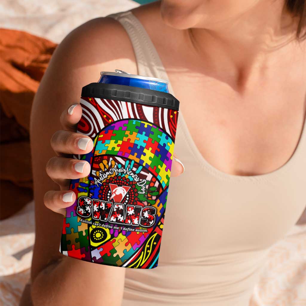 Autism Awareness Australia Sydney Swans 4 in 1 Can Cooler Tumbler Aboriginal Indigenous Art