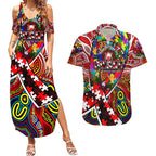 Autism Awareness Australia Sydney Swans Couples Matching Summer Maxi Dress and Hawaiian Shirt Aboriginal Indigenous Art