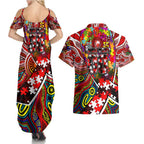 Autism Awareness Australia Sydney Swans Couples Matching Summer Maxi Dress and Hawaiian Shirt Aboriginal Indigenous Art