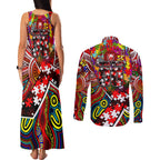 Autism Awareness Australia Sydney Swans Couples Matching Tank Maxi Dress and Long Sleeve Button Shirt Aboriginal Indigenous Art