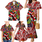 Autism Awareness Australia Sydney Swans Family Matching Mermaid Dress and Hawaiian Shirt Aboriginal Indigenous Art