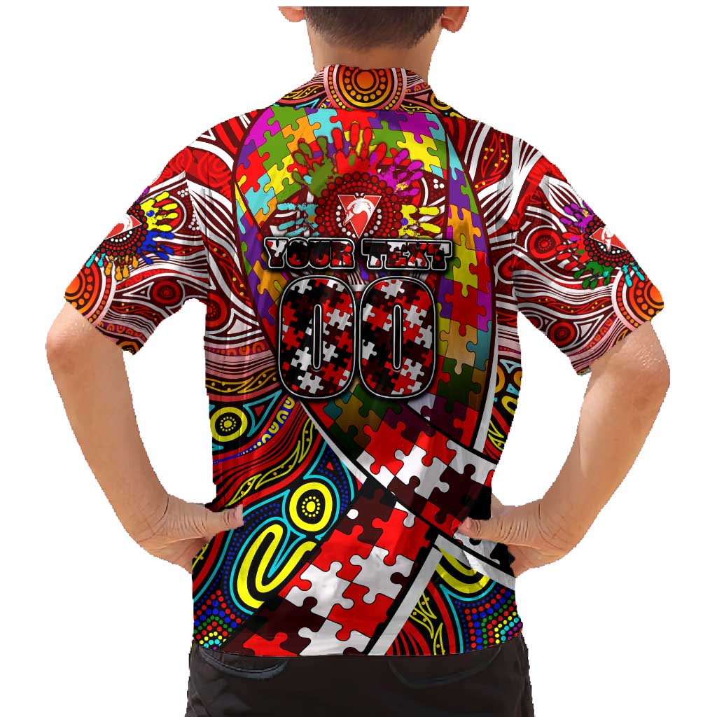 Autism Awareness Australia Sydney Swans Family Matching Mermaid Dress and Hawaiian Shirt Aboriginal Indigenous Art