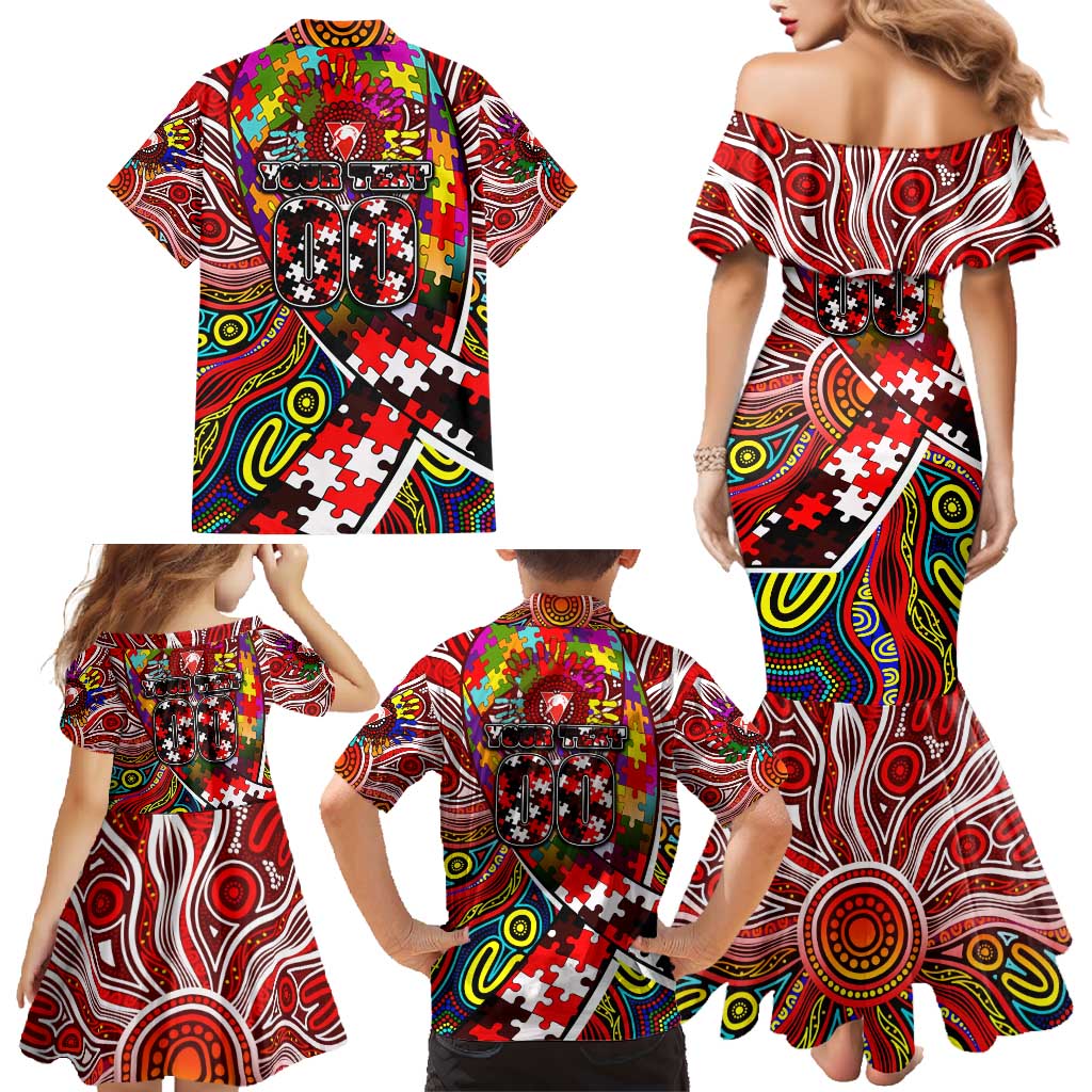Autism Awareness Australia Sydney Swans Family Matching Mermaid Dress and Hawaiian Shirt Aboriginal Indigenous Art