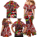 Autism Awareness Australia Sydney Swans Family Matching Mermaid Dress and Hawaiian Shirt Aboriginal Indigenous Art