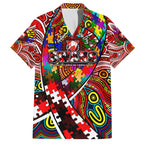 Autism Awareness Australia Sydney Swans Family Matching Off The Shoulder Long Sleeve Dress and Hawaiian Shirt Aboriginal Indigenous Art