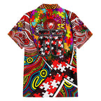 Autism Awareness Australia Sydney Swans Family Matching Off The Shoulder Long Sleeve Dress and Hawaiian Shirt Aboriginal Indigenous Art