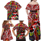 Autism Awareness Australia Sydney Swans Family Matching Off Shoulder Maxi Dress and Hawaiian Shirt Aboriginal Indigenous Art