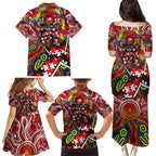 Autism Awareness Australia Sydney Swans Family Matching Puletasi and Hawaiian Shirt Aboriginal Indigenous Art