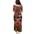 Autism Awareness Australia Sydney Swans Family Matching Puletasi and Hawaiian Shirt Aboriginal Indigenous Art