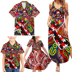 Autism Awareness Australia Sydney Swans Family Matching Summer Maxi Dress and Hawaiian Shirt Aboriginal Indigenous Art