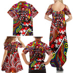 Autism Awareness Australia Sydney Swans Family Matching Summer Maxi Dress and Hawaiian Shirt Aboriginal Indigenous Art