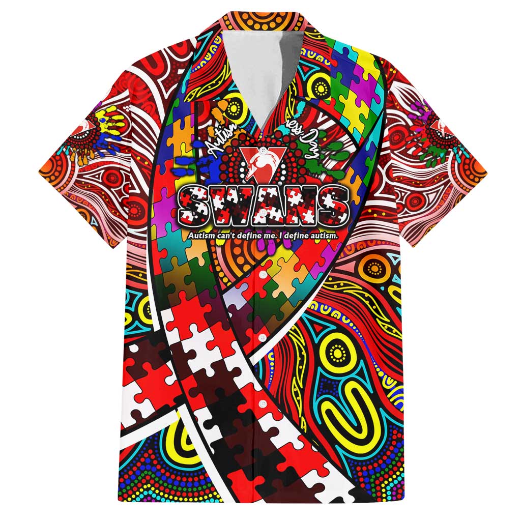 Autism Awareness Australia Sydney Swans Family Matching Summer Maxi Dress and Hawaiian Shirt Aboriginal Indigenous Art