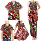 Autism Awareness Australia Sydney Swans Family Matching Tank Maxi Dress and Hawaiian Shirt Aboriginal Indigenous Art