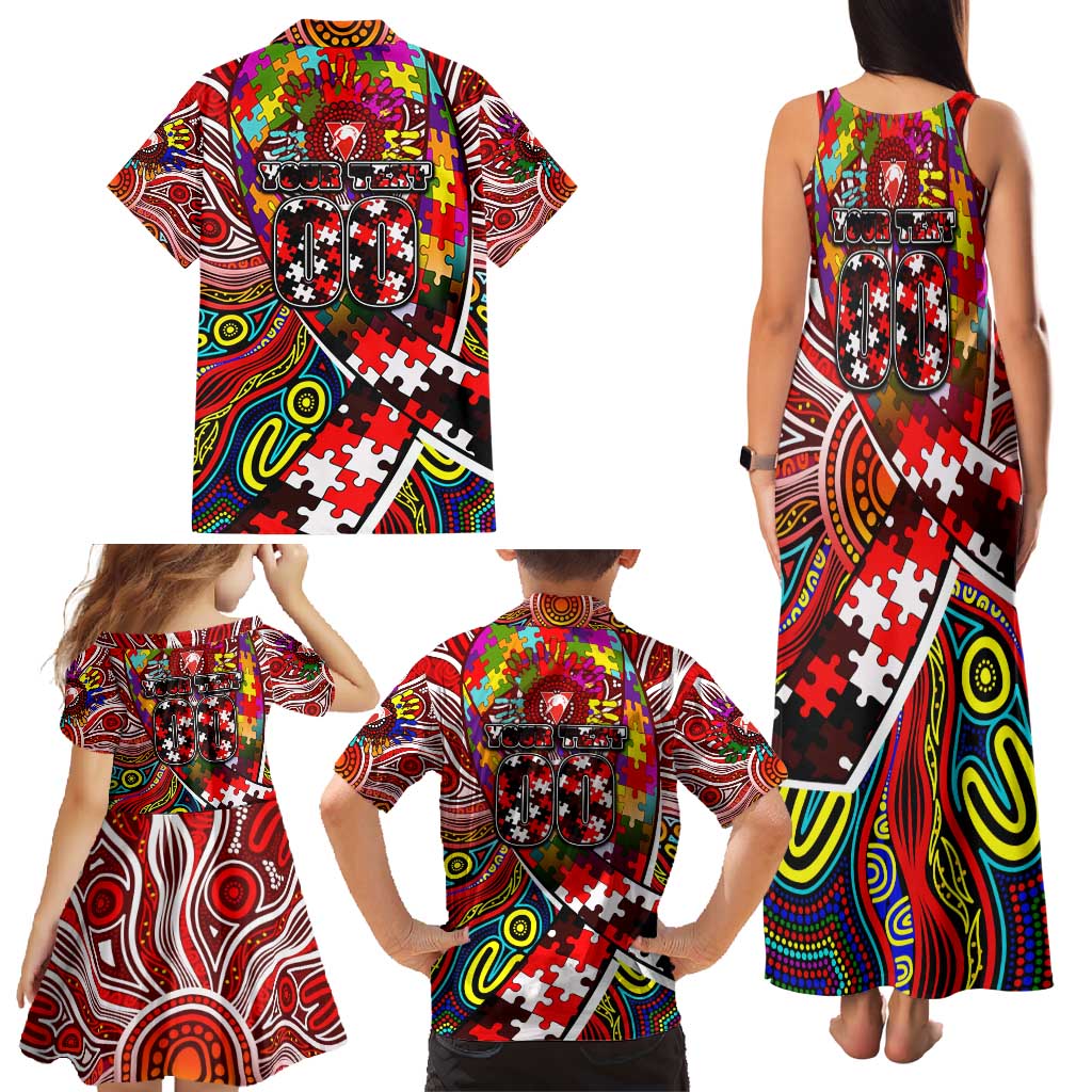 Autism Awareness Australia Sydney Swans Family Matching Tank Maxi Dress and Hawaiian Shirt Aboriginal Indigenous Art