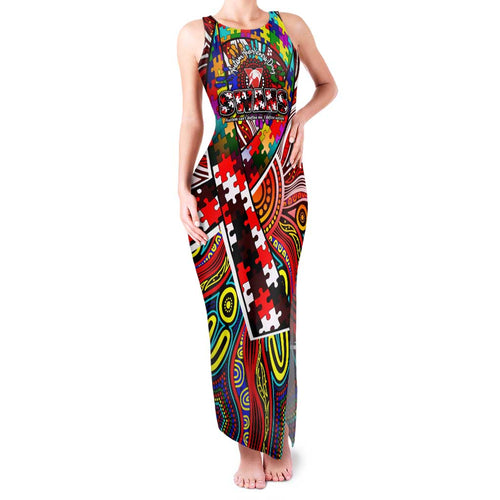 Autism Awareness Australia Sydney Swans Family Matching Tank Maxi Dress and Hawaiian Shirt Aboriginal Indigenous Art