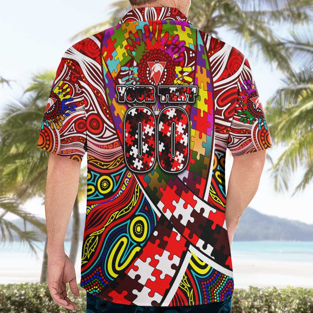 Autism Awareness Australia Sydney Swans Hawaiian Shirt Aboriginal Indigenous Art