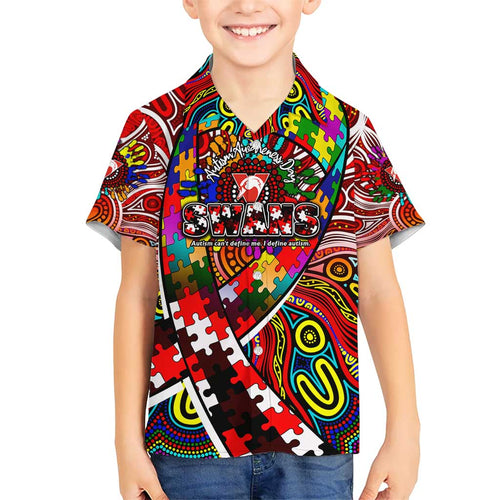 Autism Awareness Australia Sydney Swans Hawaiian Shirt Aboriginal Indigenous Art