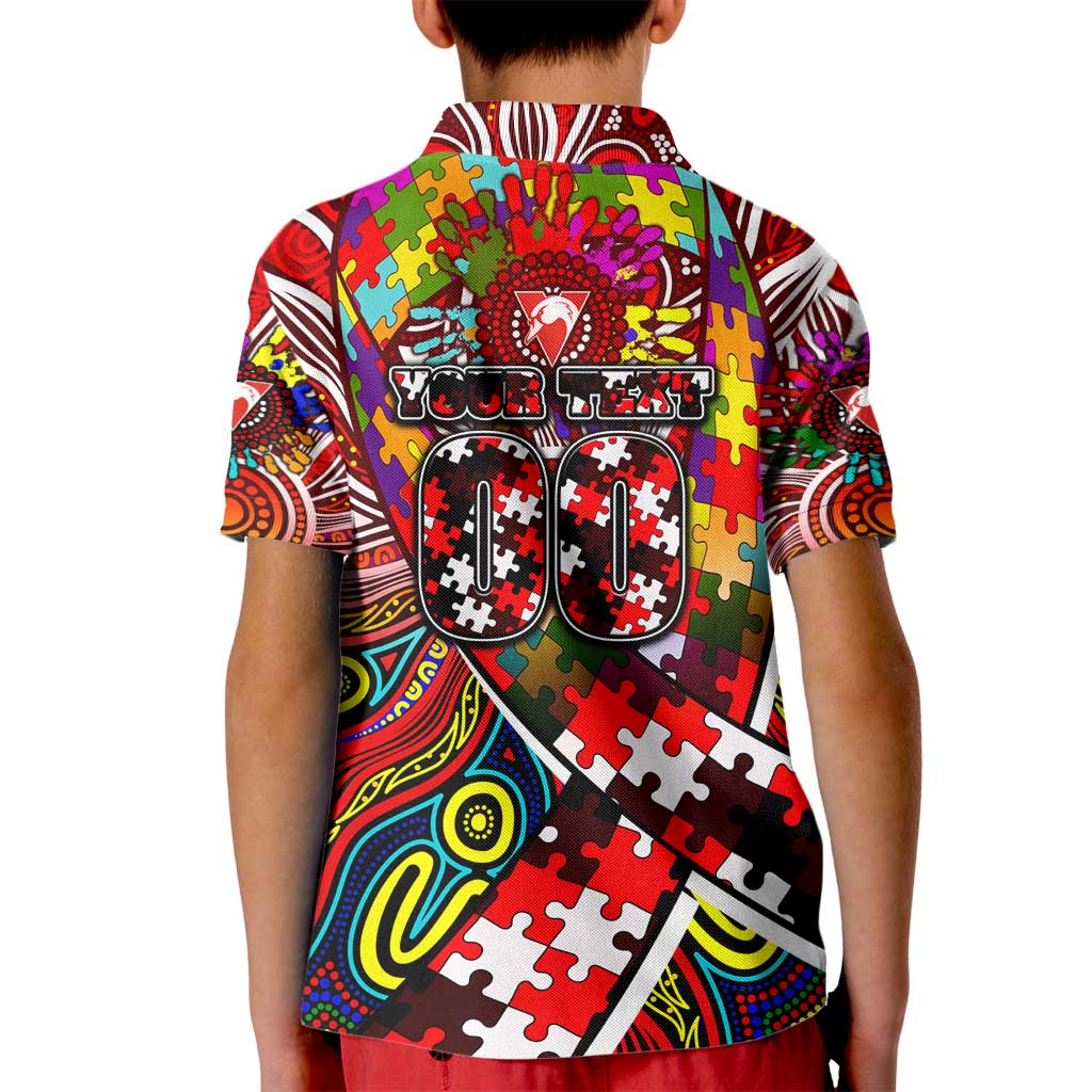 Autism Awareness Australia Sydney Swans Kid Polo Shirt Aboriginal Indigenous Art