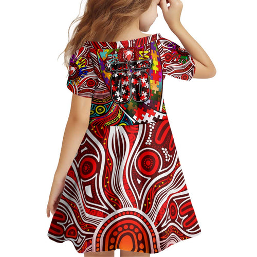Autism Awareness Australia Sydney Swans Kid Short Sleeve Dress Aboriginal Indigenous Art