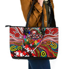 Autism Awareness Australia Sydney Swans Leather Tote Bag Aboriginal Indigenous Art