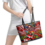 Autism Awareness Australia Sydney Swans Leather Tote Bag Aboriginal Indigenous Art