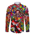 Autism Awareness Australia Sydney Swans Long Sleeve Button Shirt Aboriginal Indigenous Art