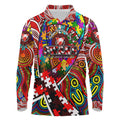 Autism Awareness Australia Sydney Swans Long Sleeve Polo Shirt Aboriginal Indigenous Art