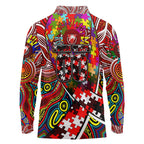 Autism Awareness Australia Sydney Swans Long Sleeve Polo Shirt Aboriginal Indigenous Art