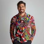 Autism Awareness Australia Sydney Swans Long Sleeve Polo Shirt Aboriginal Indigenous Art