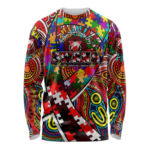 Autism Awareness Australia Sydney Swans Long Sleeve Shirt Aboriginal Indigenous Art