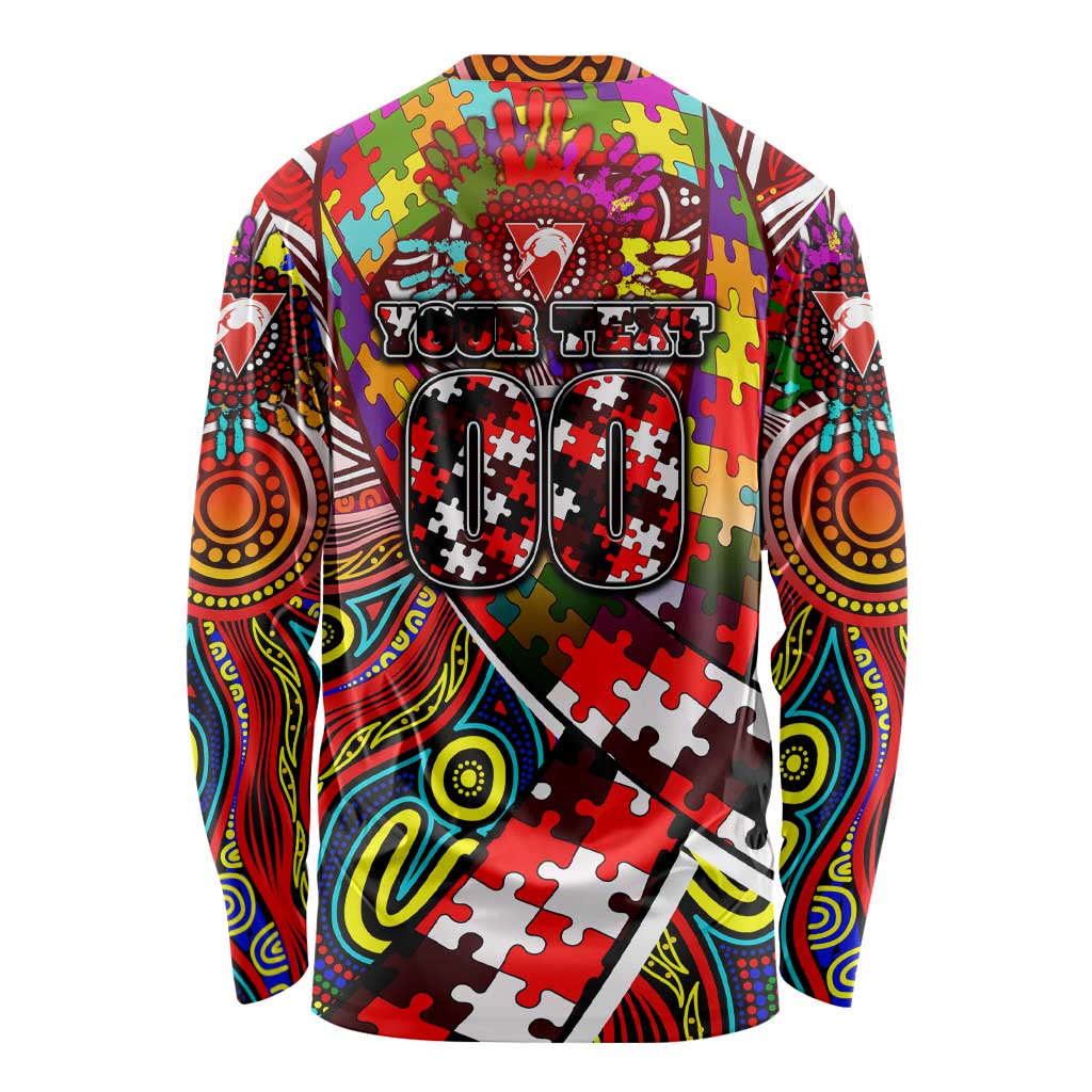 Autism Awareness Australia Sydney Swans Long Sleeve Shirt Aboriginal Indigenous Art