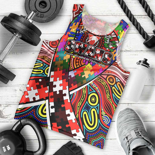 Autism Awareness Australia Sydney Swans Men Tank Top Aboriginal Indigenous Art