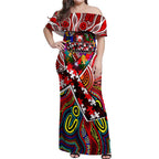 Autism Awareness Australia Sydney Swans Off Shoulder Maxi Dress Aboriginal Indigenous Art